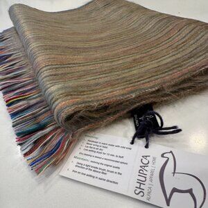 NWT Shupaca Alpaca Wool Multicolor Striped Scarf - Sustainable & Soft
